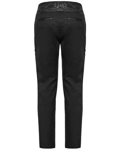 WK-642XCM-BKM Mens Gothic Aristocrat Jacquard Contrast Dress Pants