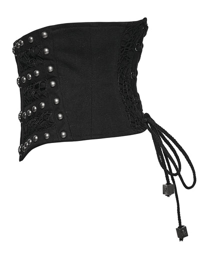 WS-782YDF Womens Apocalyptic Gothic Skull Studded Webbing Waist Cincher Corset Belt