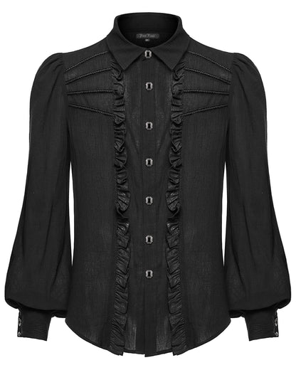 PR-WY-1562CCM-BKM Mens Regency Gothic Pleated Ruffle Shirt