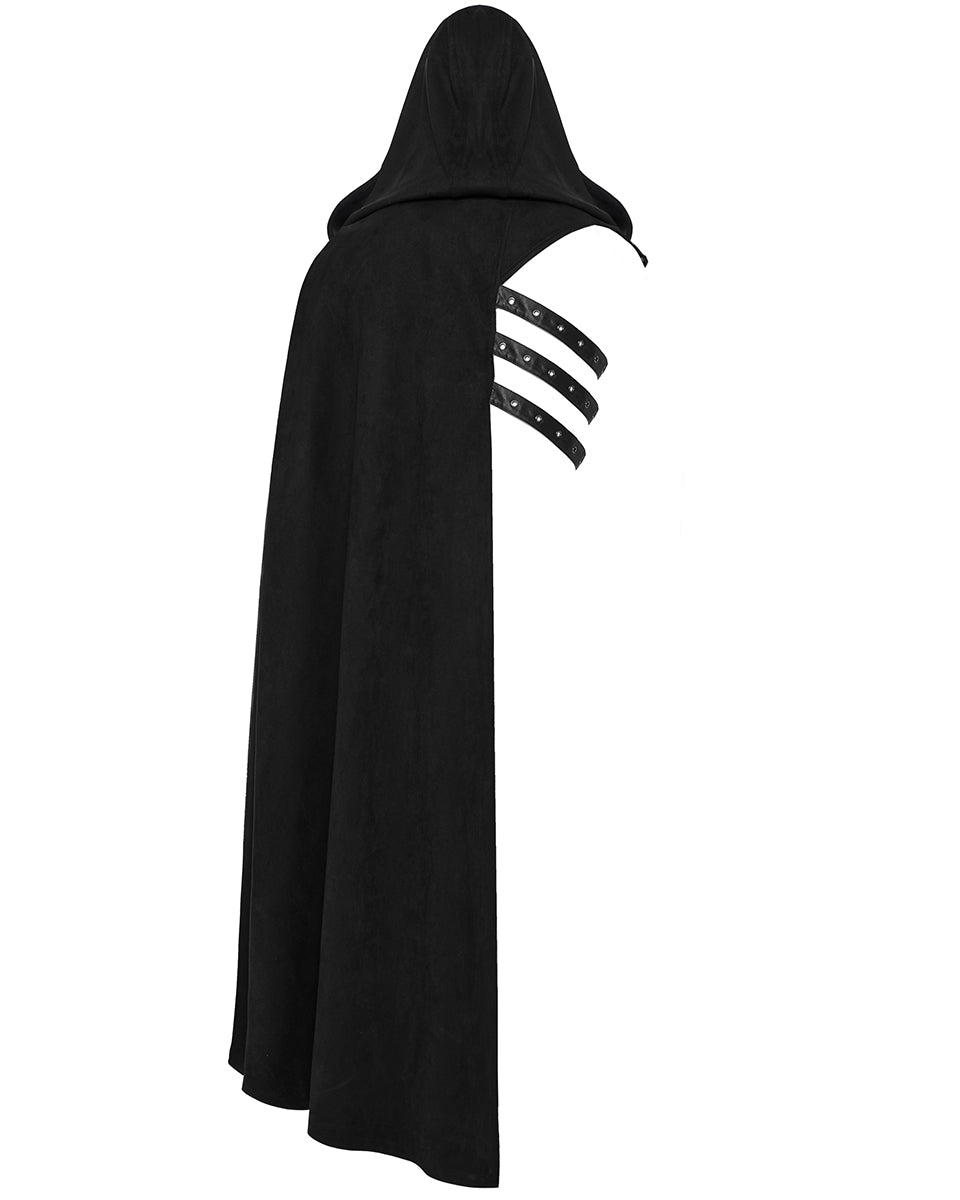 WY-1687DPM Mens Dark Gothic Knight One Shoulder 2-Piece Hooded Cloak