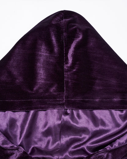 OPY-444DQF Daily Life Womens Velvet Gothic Lolita Hooded Split Tails Bolero Cape - Purple