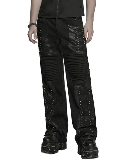 WK-713XCM-BKM Mens Apocalyptic Punk Studded Dark Street Pants