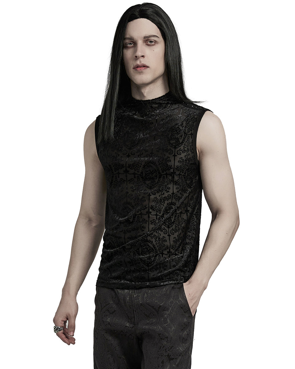 WT-909BXM-BKM Mens Gothic Skull Cameo Mesh Tank Top Vest