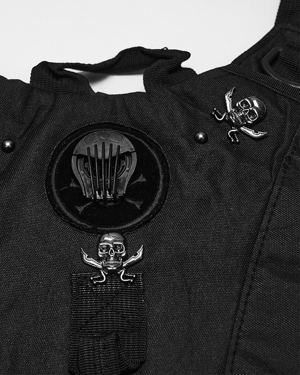 Mens Apocalyptic Punk Tactical Techwear Chained Backpack