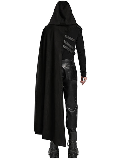 WY-1687DPM Mens Dark Gothic Knight One Shoulder 2-Piece Hooded Cloak