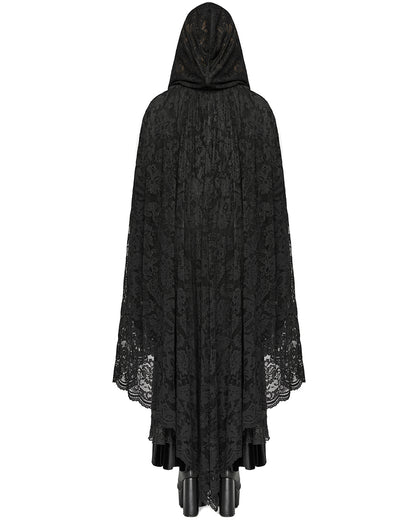 DY-1629DPF Plus Size Womens Dark Gothic Lace Hooded Cloak Cape