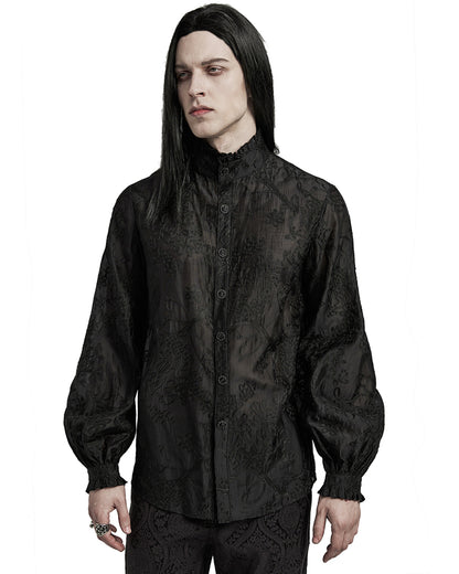 WY-1594CCM-BKM Mens Romantic Gothic Embroidered Chiffon Dress Shirt