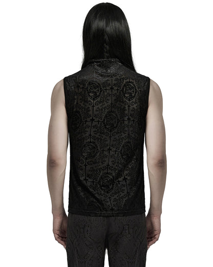 WT-909BXM-BKM Mens Gothic Skull Cameo Mesh Tank Top Vest