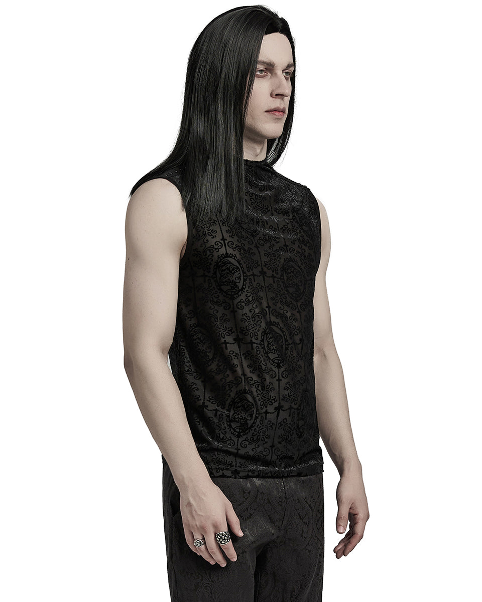 WT-909BXM-BKM Mens Gothic Skull Cameo Mesh Tank Top Vest