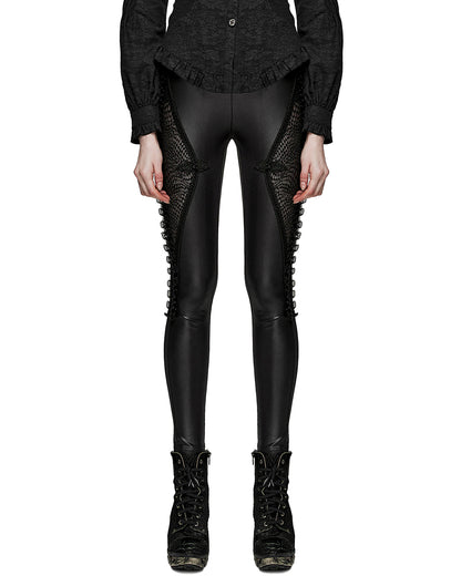 PR-WK-574DDF-BKF Womens Gothic Mesh Inset Leggings