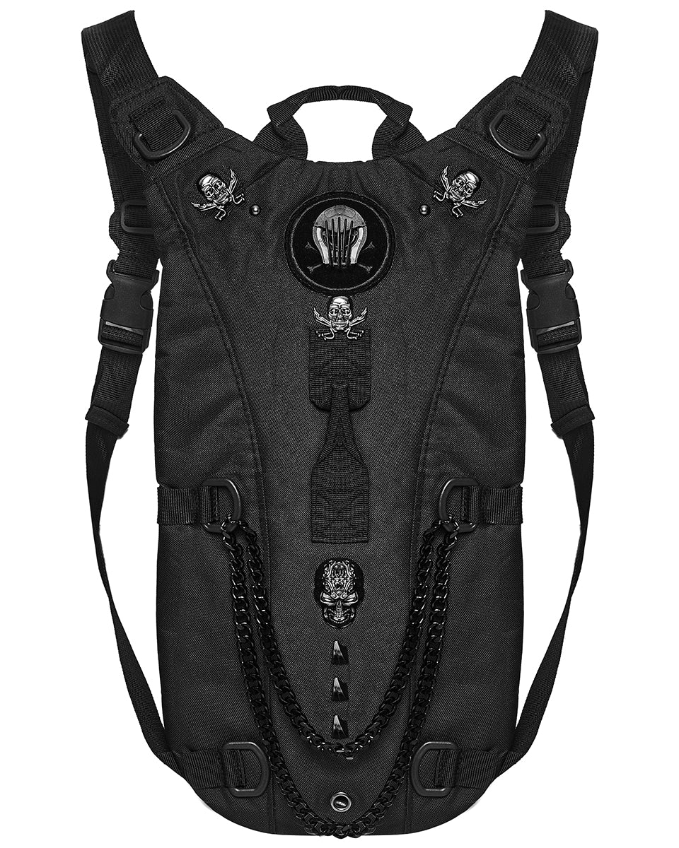 Mens Apocalyptic Punk Tactical Techwear Chained Backpack