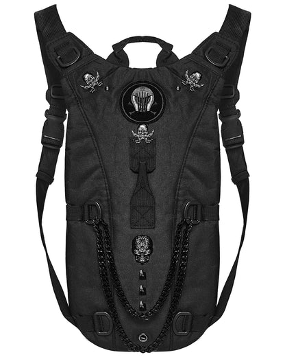 Mens Apocalyptic Punk Tactical Techwear Chained Backpack