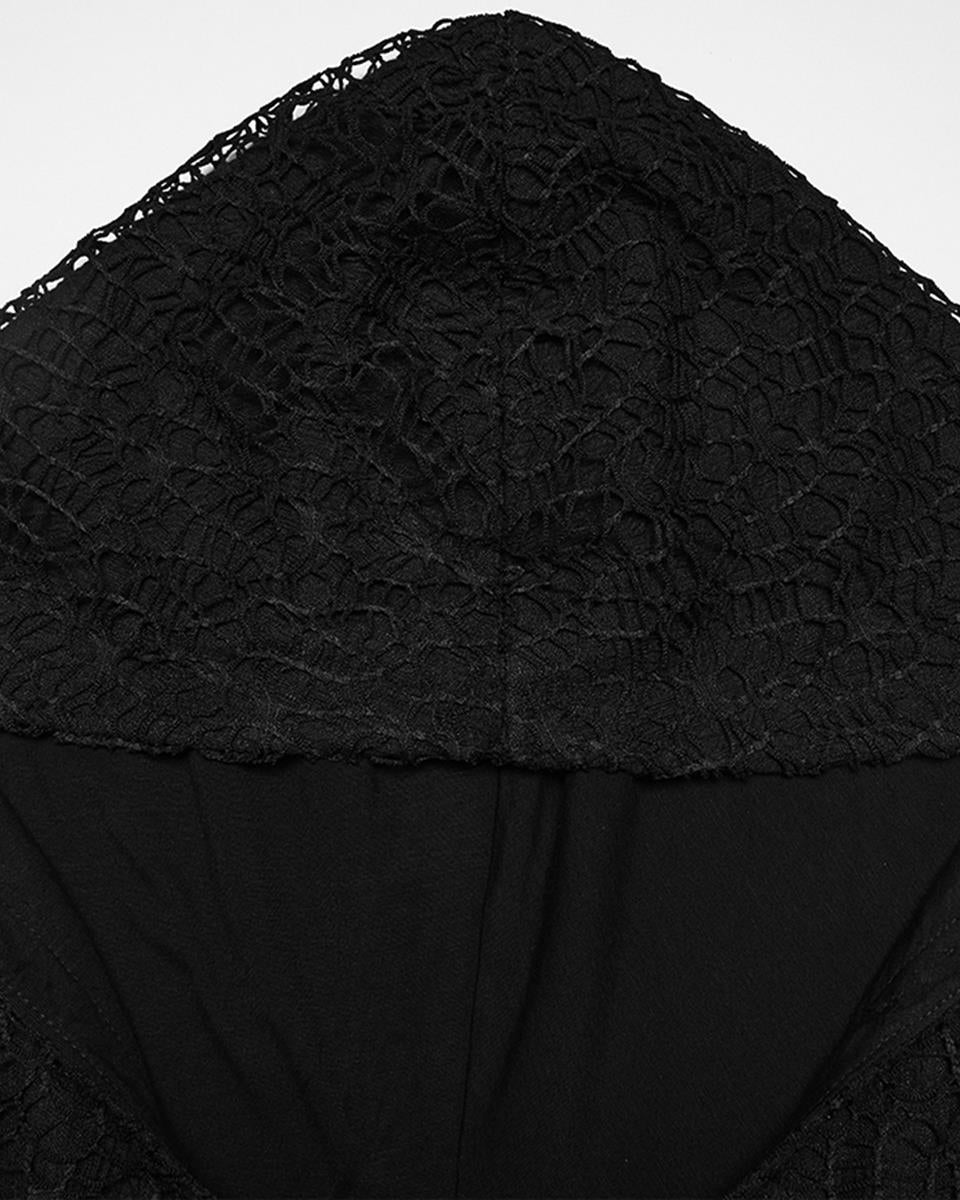 WT-1035TCF Womens Apocalyptic Wasteland Gothic Hooded Mesh Shawl Top