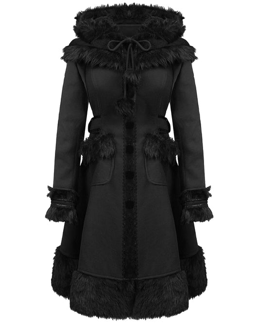 LY-045 Pyon Pyon Womens Gothic Lolita Hooded Coat - Black