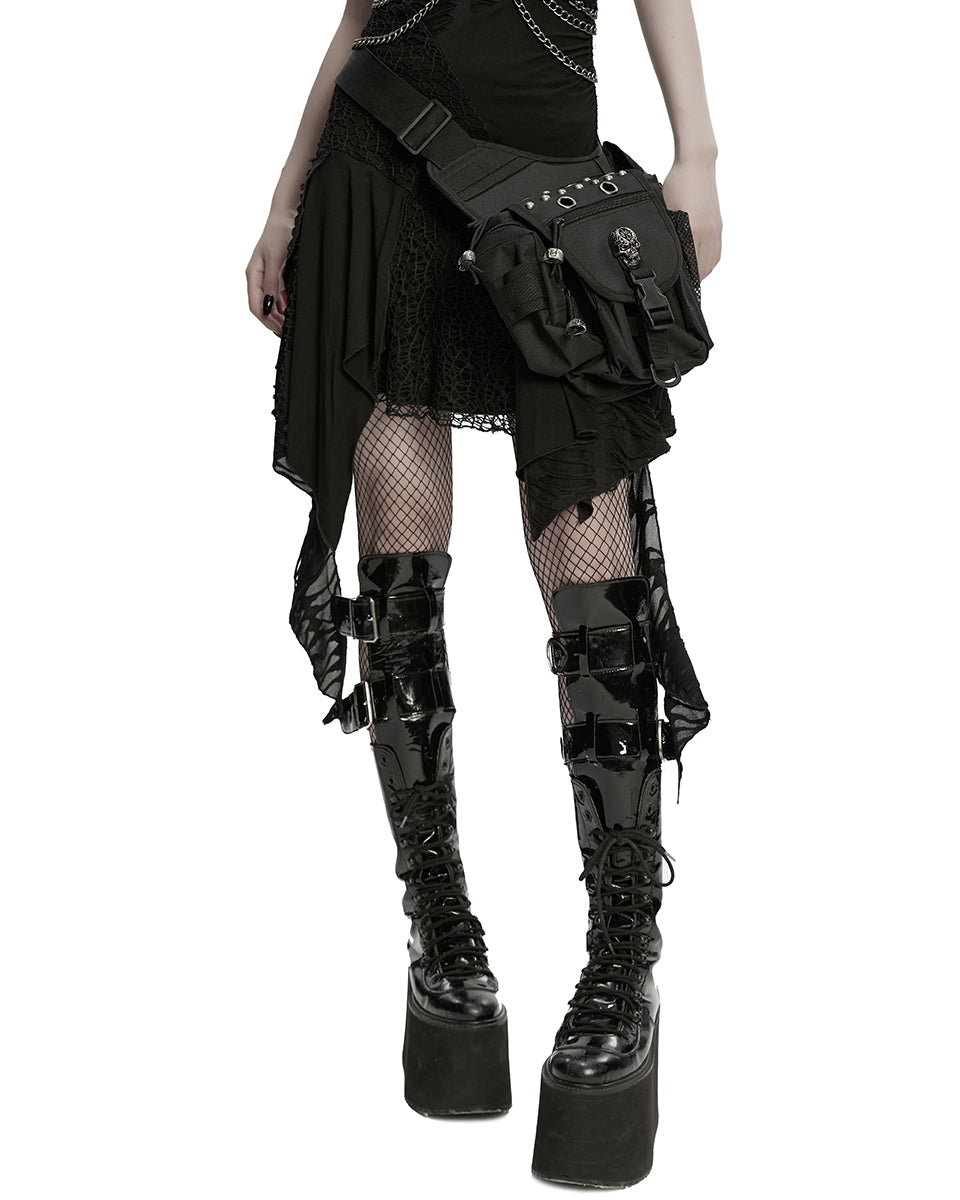 WS-869BB Unisex Apocalyptic Gothic Studded Skull Hip Bag Waist Pack Belt