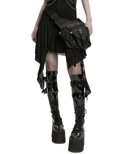 WS-869BB Unisex Apocalyptic Gothic Studded Skull Hip Bag Waist Pack Belt