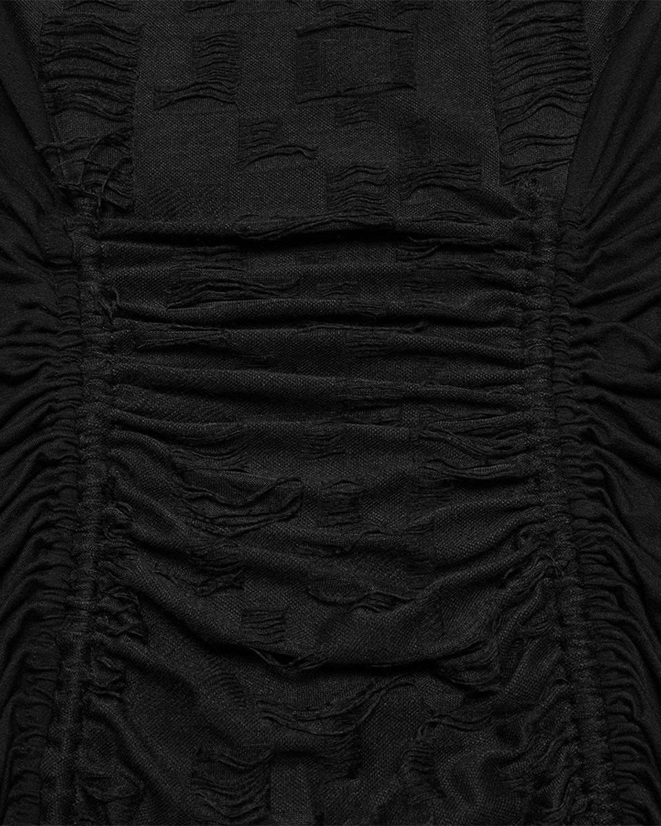 OQ-794LQF Daily Life Apocalyptic Gothic Broken Knit Ruching Dress