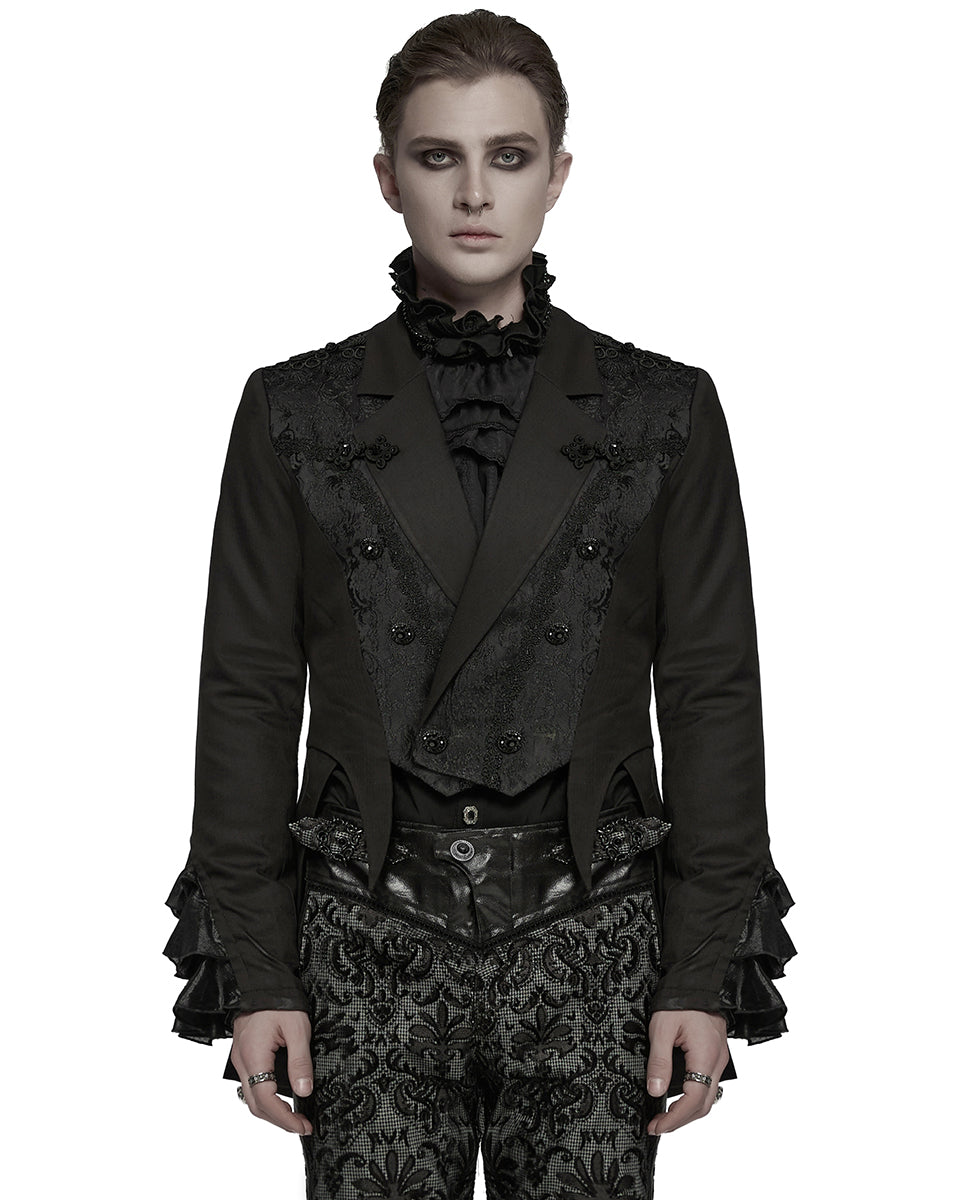 WY-1791LDM Mens Elegant Gothic Gentleman Embroidered Tailcoat Dress Jacket