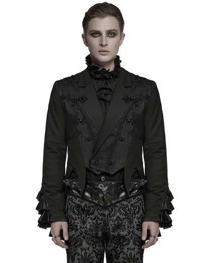 WY-1791LDM Mens Elegant Gothic Gentleman Embroidered Tailcoat Dress Jacket