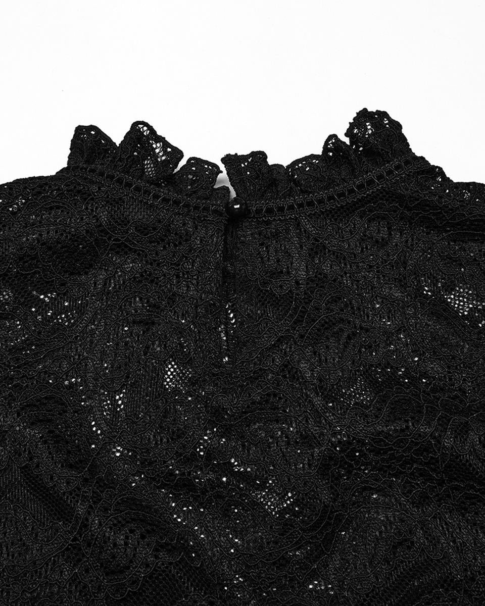 OT-963TCF Daily Life Victorian Gothic Floral Lace Fitted Blouse Top