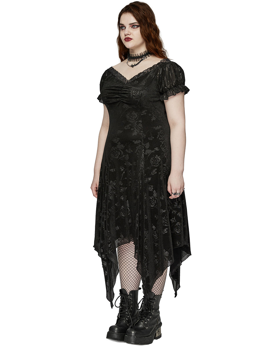 DQ-735LQF Plus Size Womens Gothic Dark Rose Dress