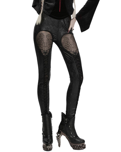 OK-711DDF Daily Life Womens Embossed Baroque Gothic Damask Butterfly Leggings