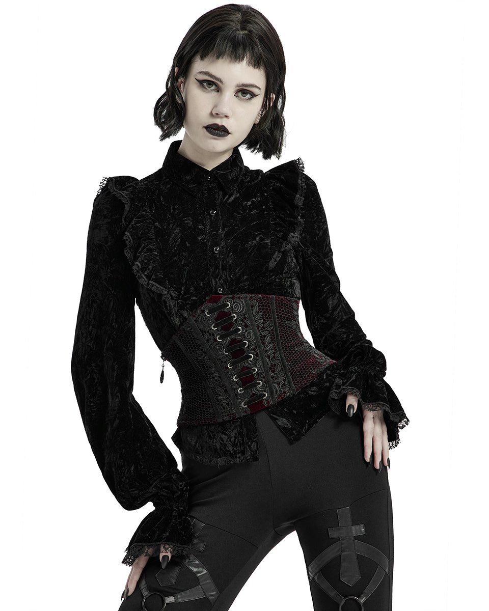 WS-426 Lenore Gothic Cincher Corset - Red Velvet