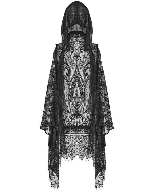 Y-973 Domitia Womens Gothic Lace Hooded Vest