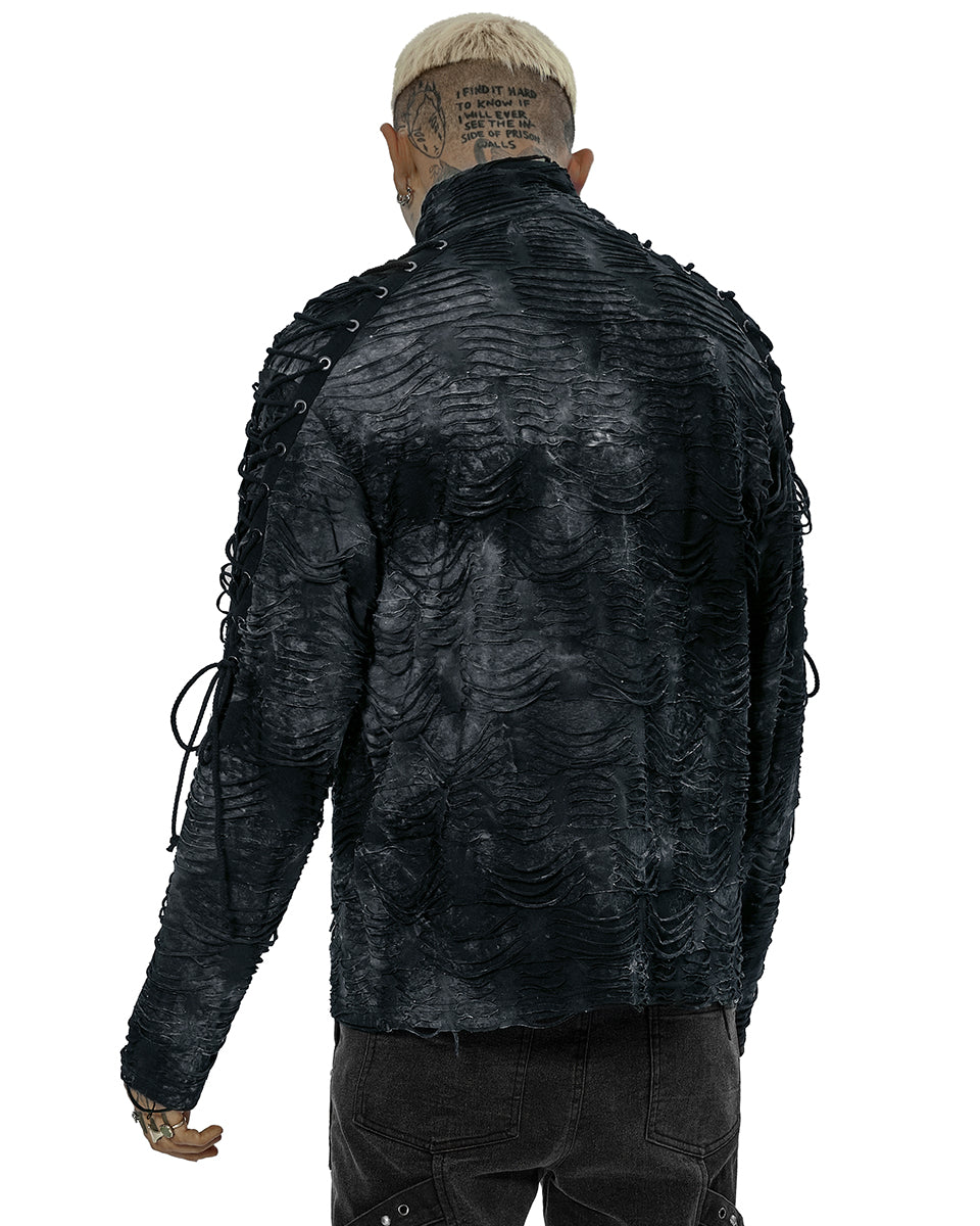 WT-749 Mens Shredded Knit Apocalyptic Gothic Sweater Top