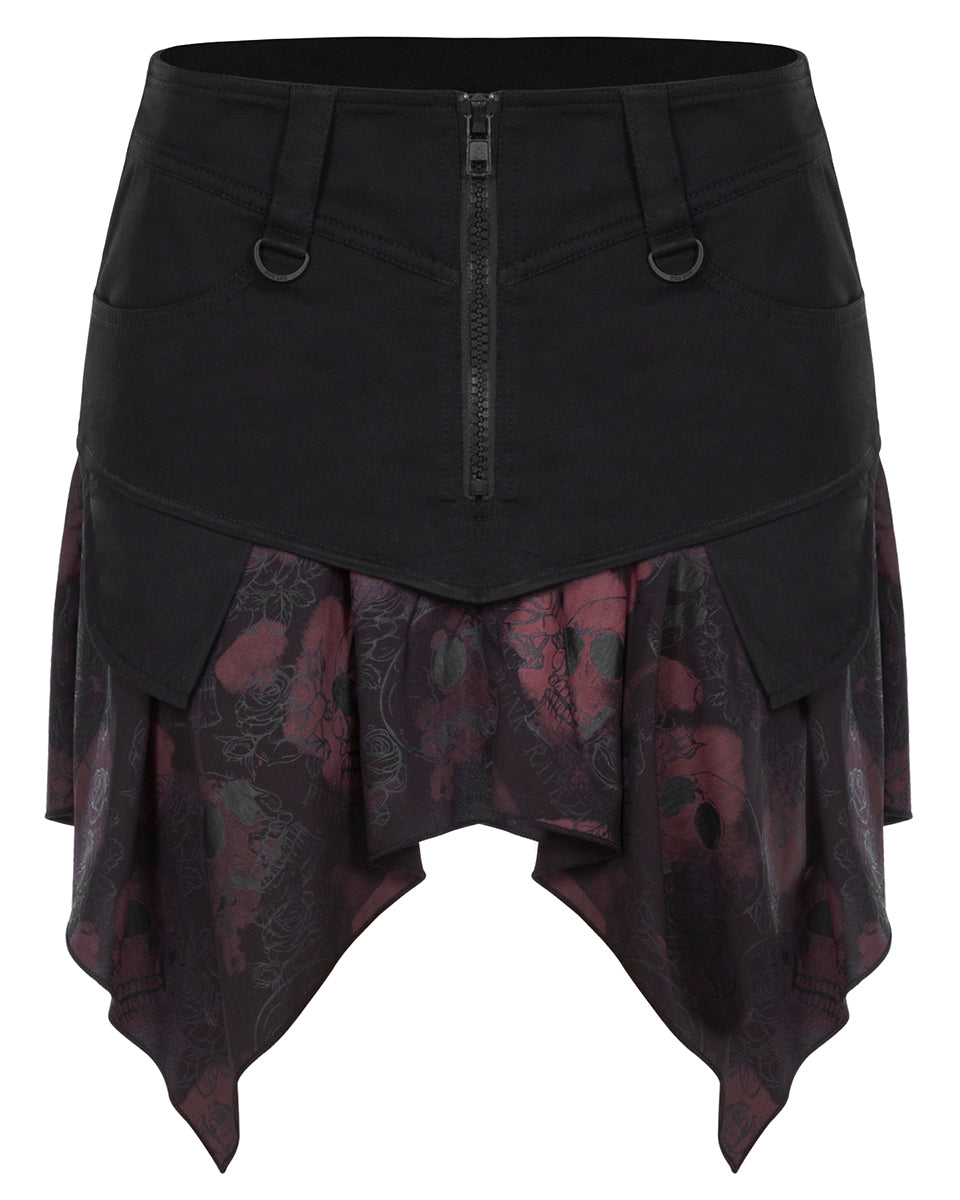 OPQ662 Baccara Rose Womens Gothic Mini Skirt - Black & Red