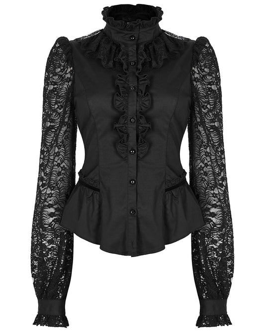 WY-1431 Womens Romantic Gothic Lace Sleeves Blouse Top