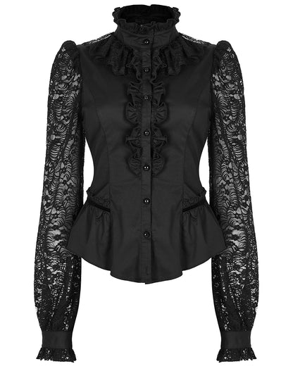WY-1431 Womens Romantic Gothic Lace Sleeves Blouse Top