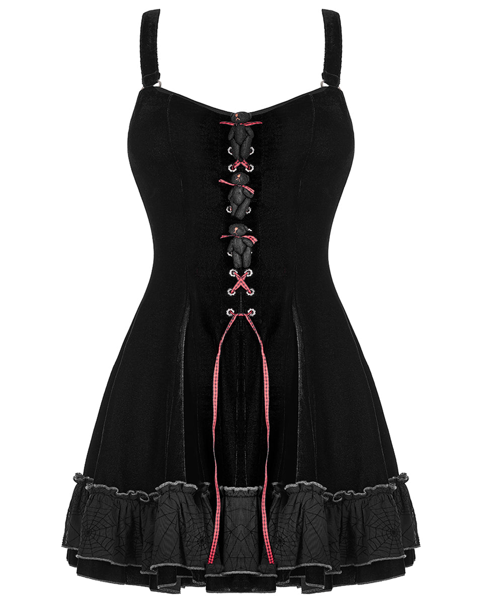 WQ-569 Womens 2 Piece Gothic Velvet Dress & Mesh Bolero Set