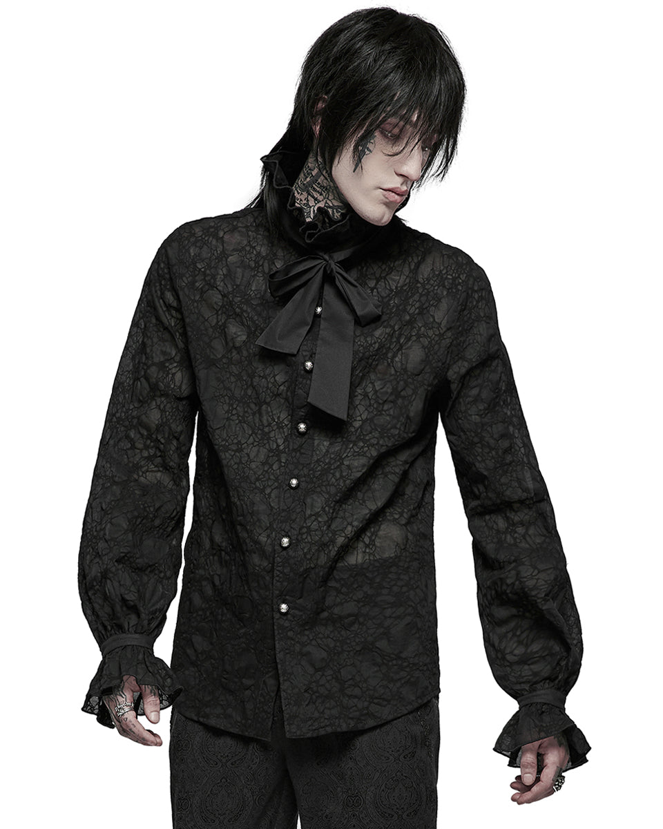 WY-1381 Mens Gothic Aristocrat Textured Dress Shirt & Tie