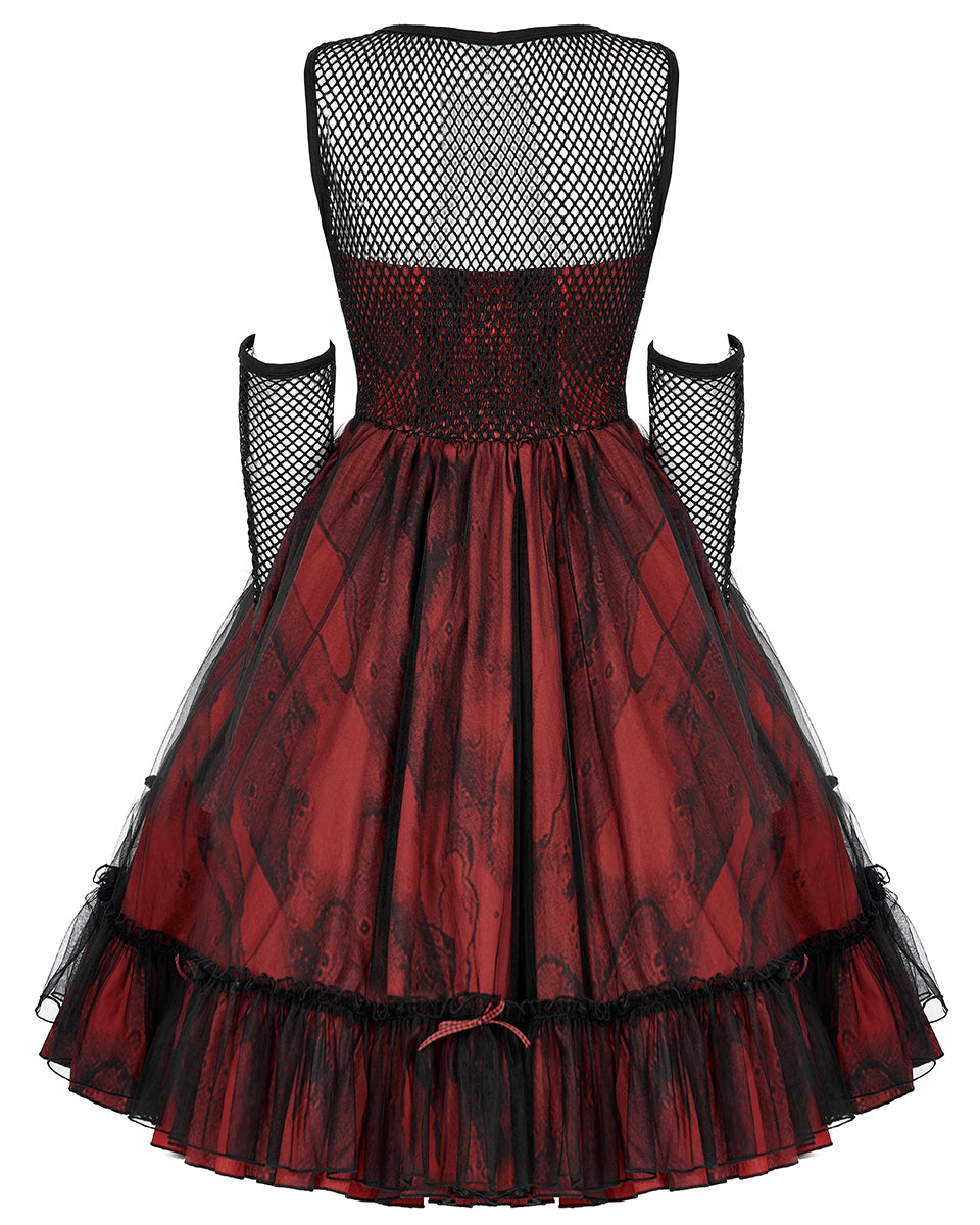 WLQ-099 Pyon Pyon Womens Gothic Layered Party Dress & Mesh Sleeves Set