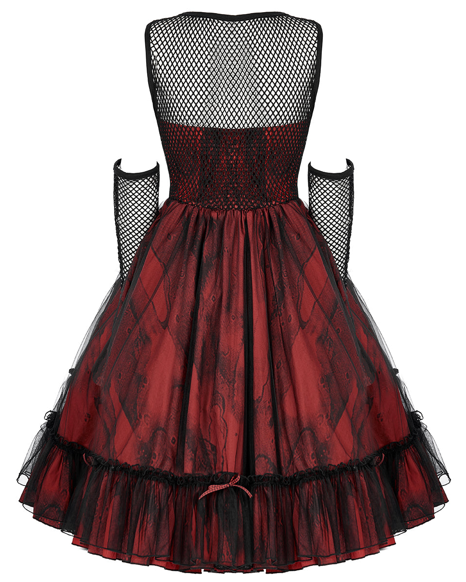 WLQ-099 Pyon Pyon Womens Gothic Layered Party Dress & Mesh Sleeves Set Punk Rave WLQ-099 Pyon Pyon Womens Gothic Layered Party Dress & Mesh Sleeves Set Punk Rave