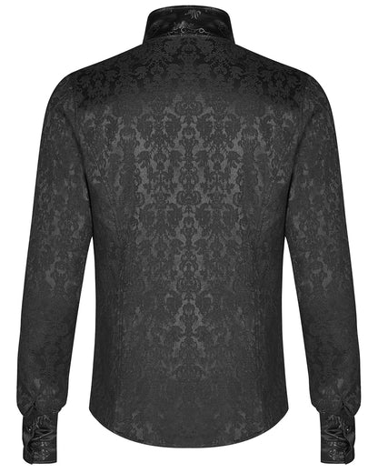 WY-1105 Archeleus Mens Gothic Shirt - Black Brocade