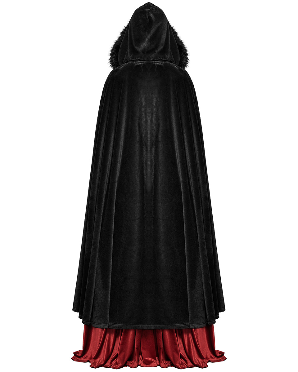 WY-1423 Womens Gothic Hooded Cloak - Black