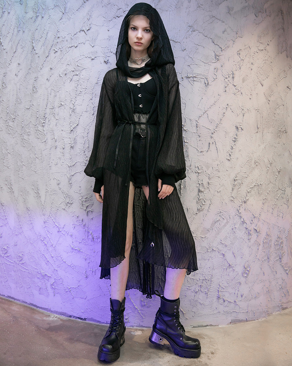 OPY-469 Daily Life Womens Long Gothic Pleated Chiffon Cloak Jacket