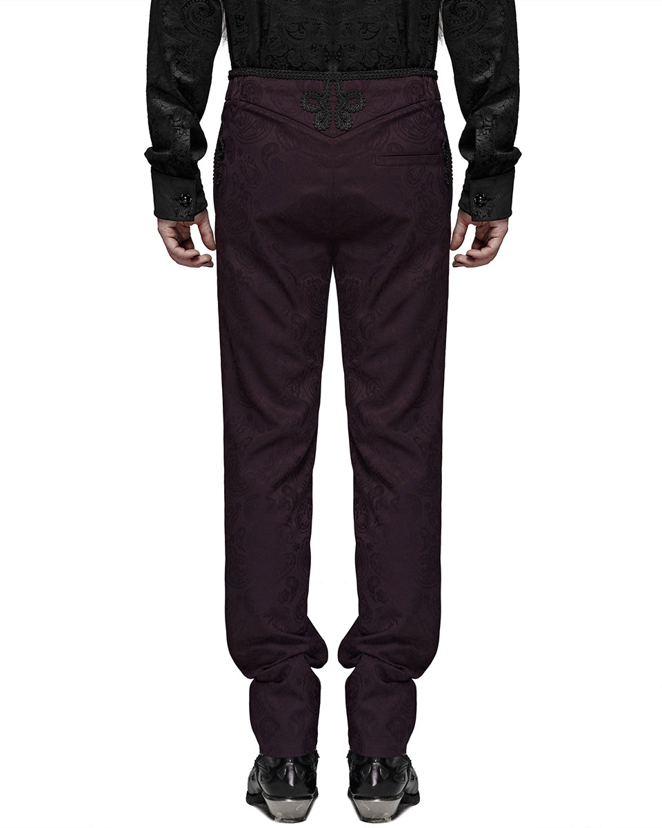 WK-385 Mens Gothic Steampunk Pants - Wine Red