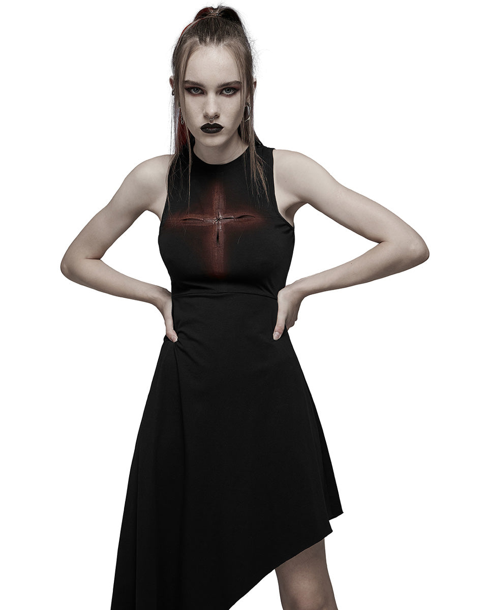 OPQ-1202 Daily Life Casual Gothic Asymmetric Cut Out Cross Dress