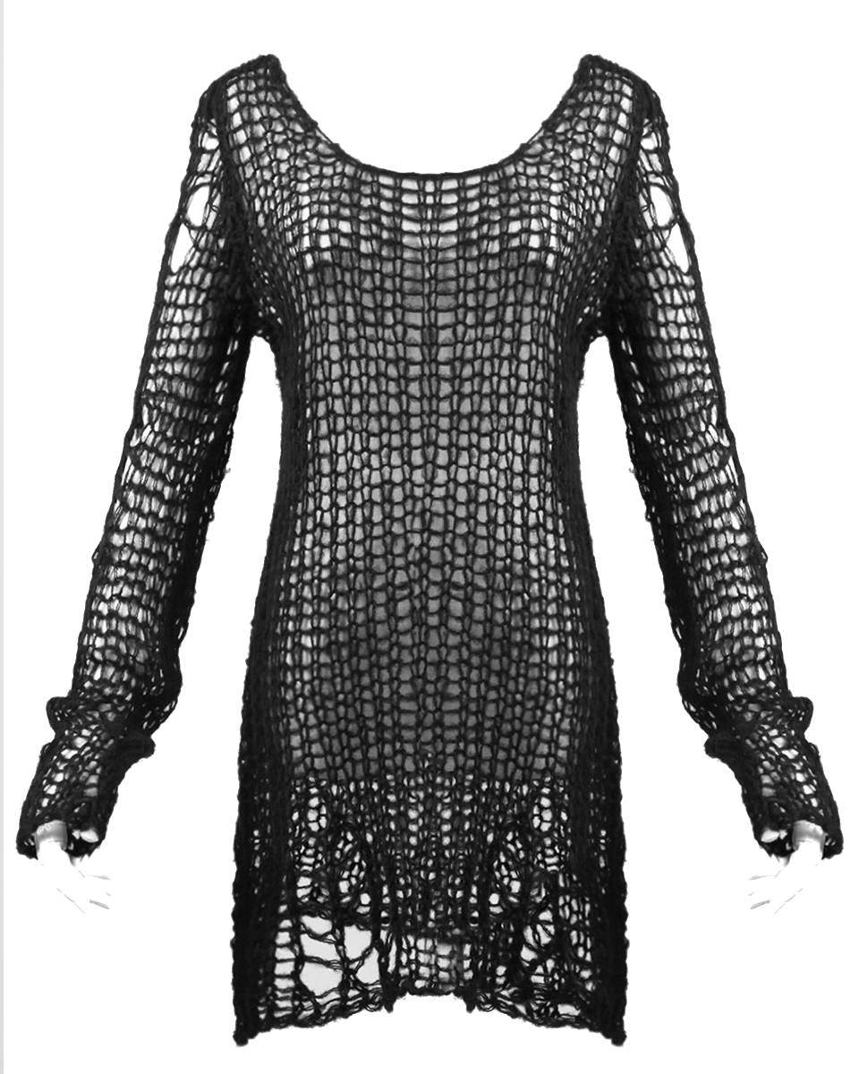 PM-004 Shredded Knit Sweater - Black