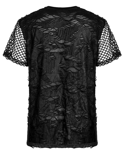 WT-703 Mens Apocalyptic Broken Mesh Tee