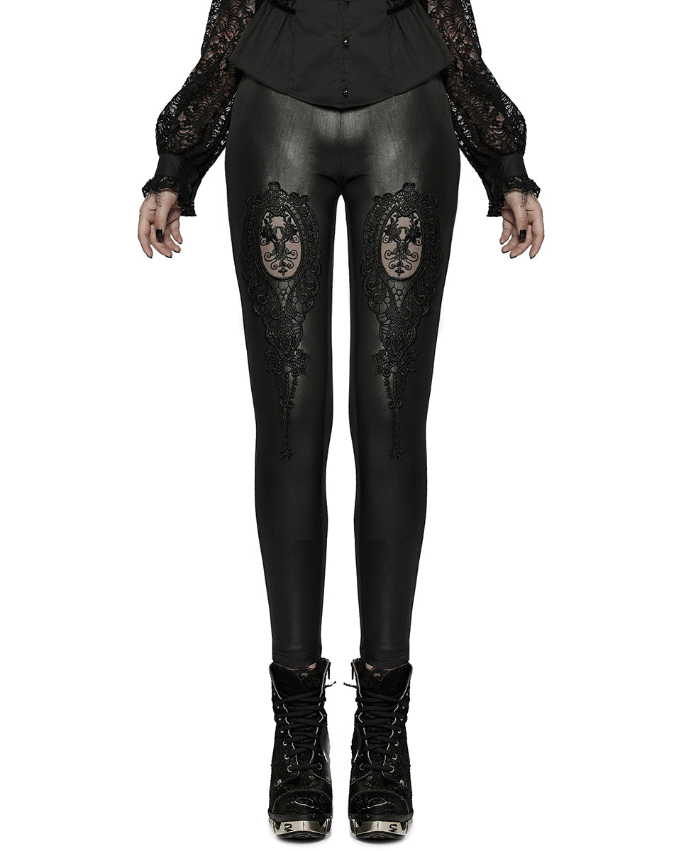 WK-522 Womens Gothic Lace Applique Leggings