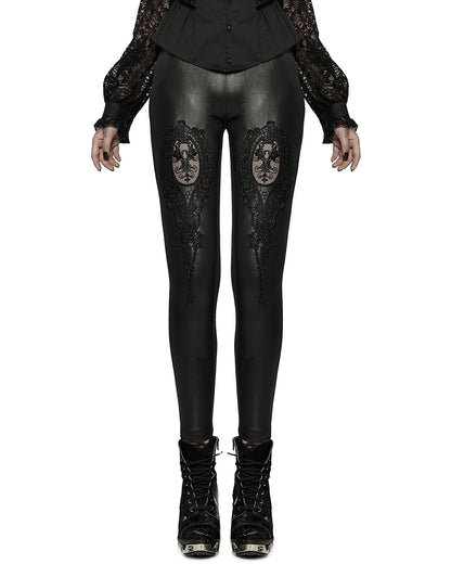 WK-522 Womens Gothic Lace Applique Leggings