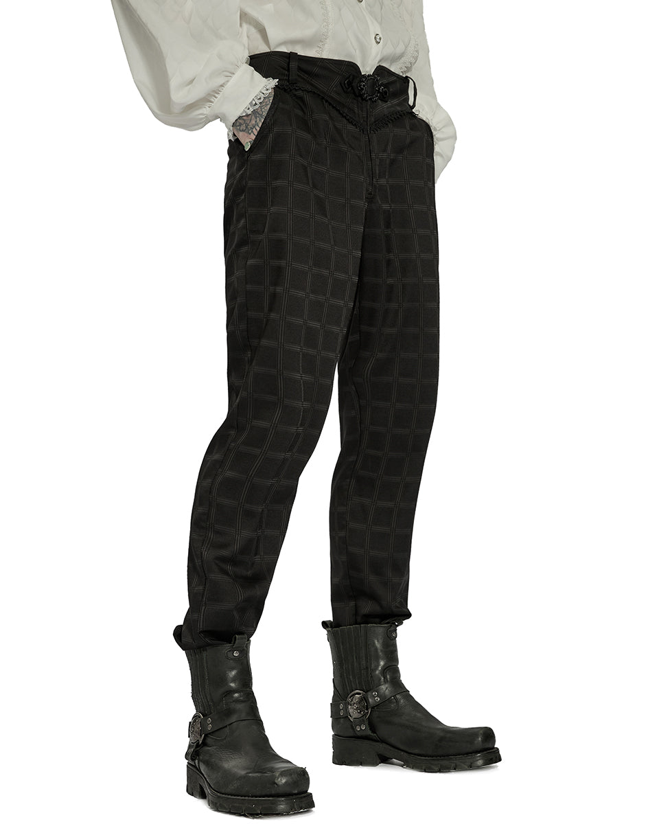 WK-528 Mens Dark Gothic Plaid Dress Pants