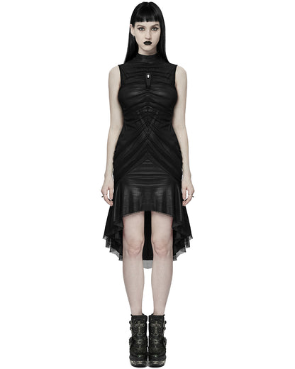 WQ-607 Dark Gothic Coffin Stone Fishnet Ruching Dress