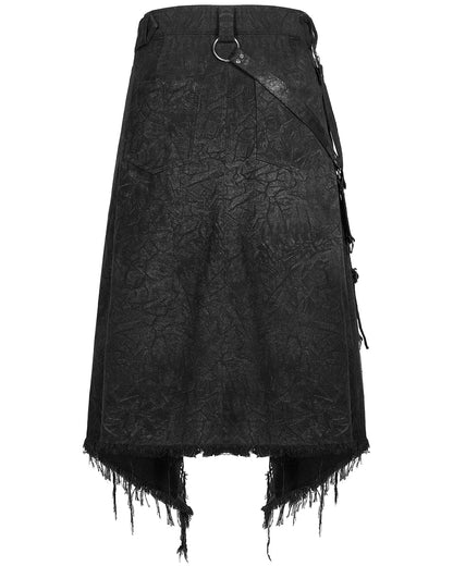 WQ-561 Mens Distressed Apocalyptic Punk Half-Skirt Kilt