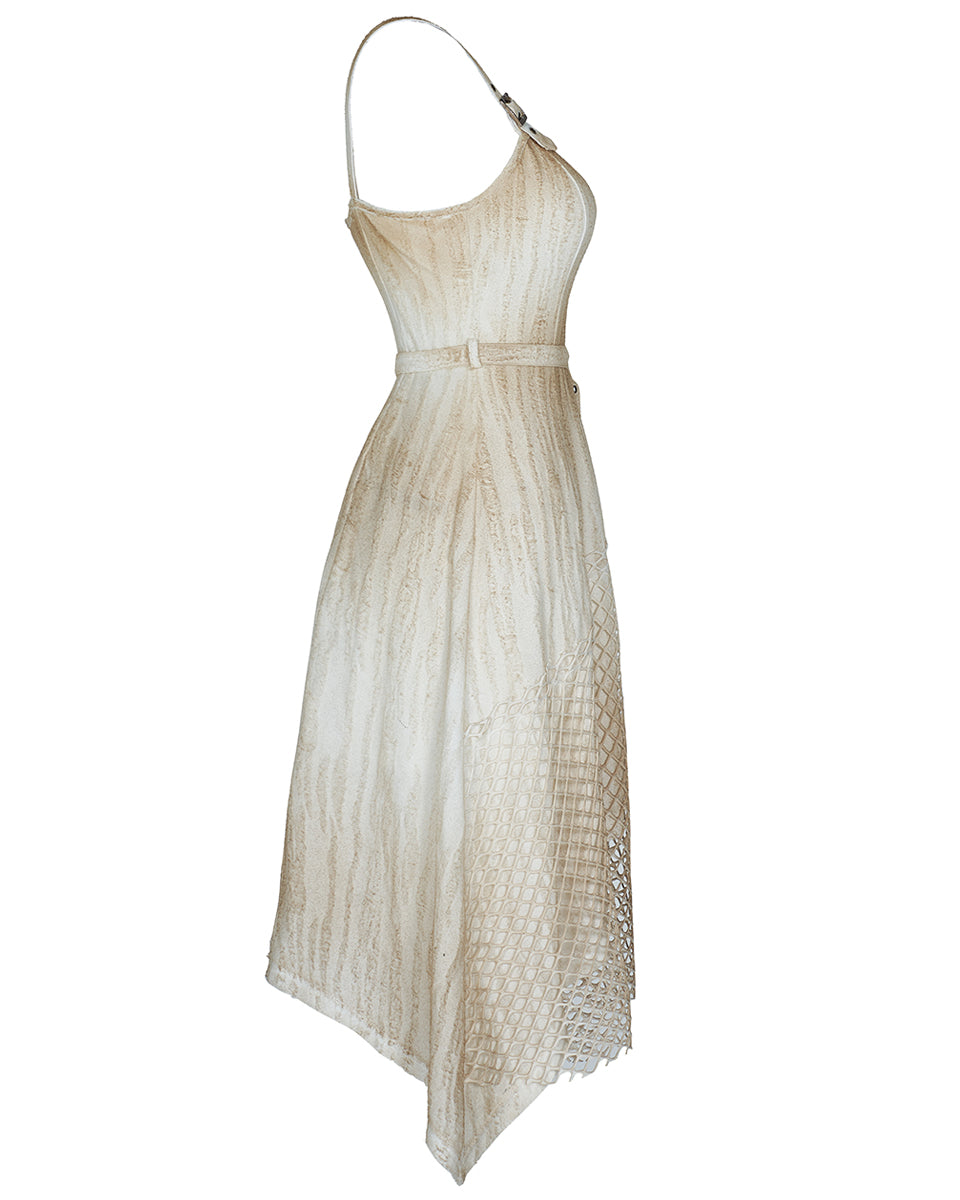 WQ-505 Asymmetric Steampunk Dress - Vintage Off-White