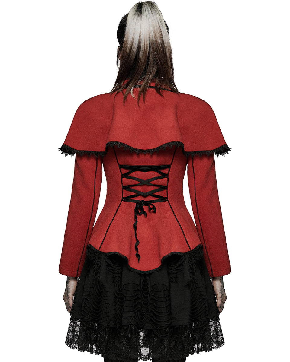 WY-1413 Womens Gothic Lolita Shoulder Cape Jacket - Red